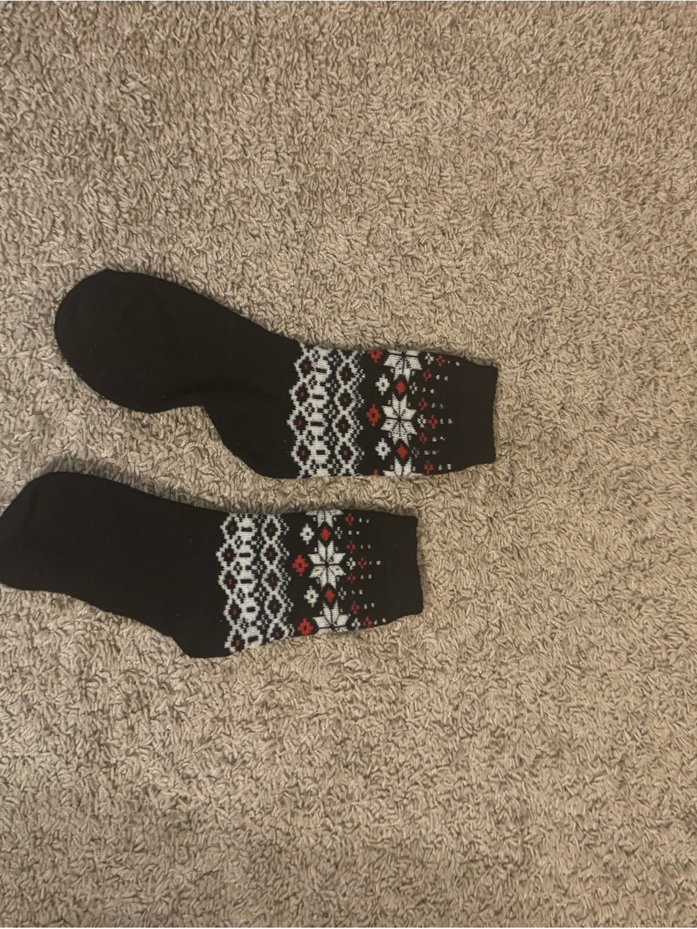 Women’s Black Christmas Winter Snowflake Crew Socks